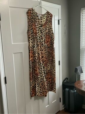Leopard Print Maxi Dress in Beige and Black